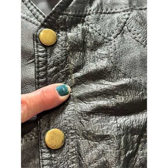 Vintage Italian Stone design Genuine Leather black vest size XL - Picture 11 of 12